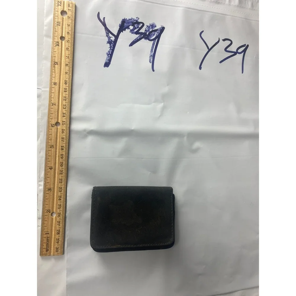 Black Leather Bifold Wallet Compact Card‎ Holder